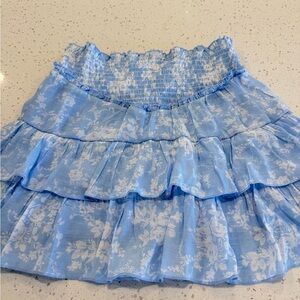 Trixxi Women’s Light Blue Floral Ruffled Mini Skirt for spring